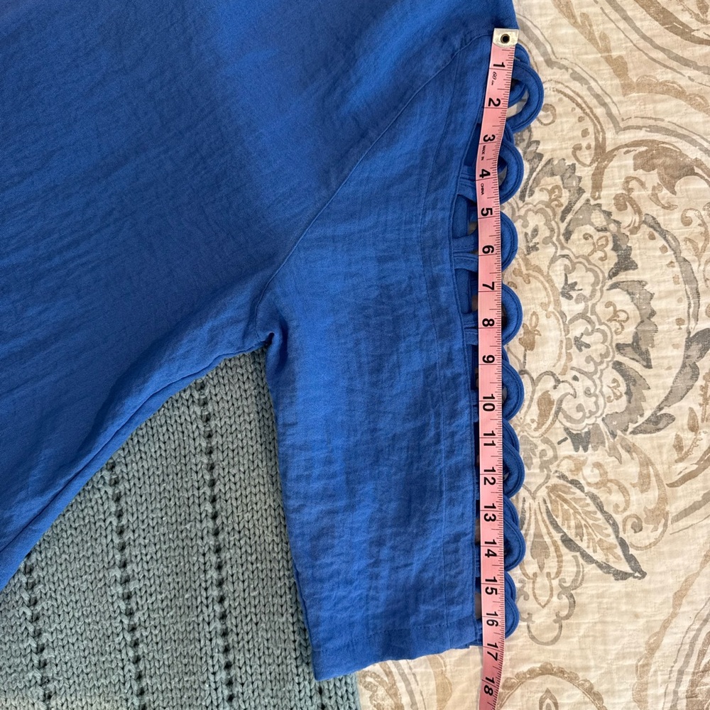Lulu-B Cobalt Blue Ladder-Sleeve Tunic Size Large - Picture 2 of 7